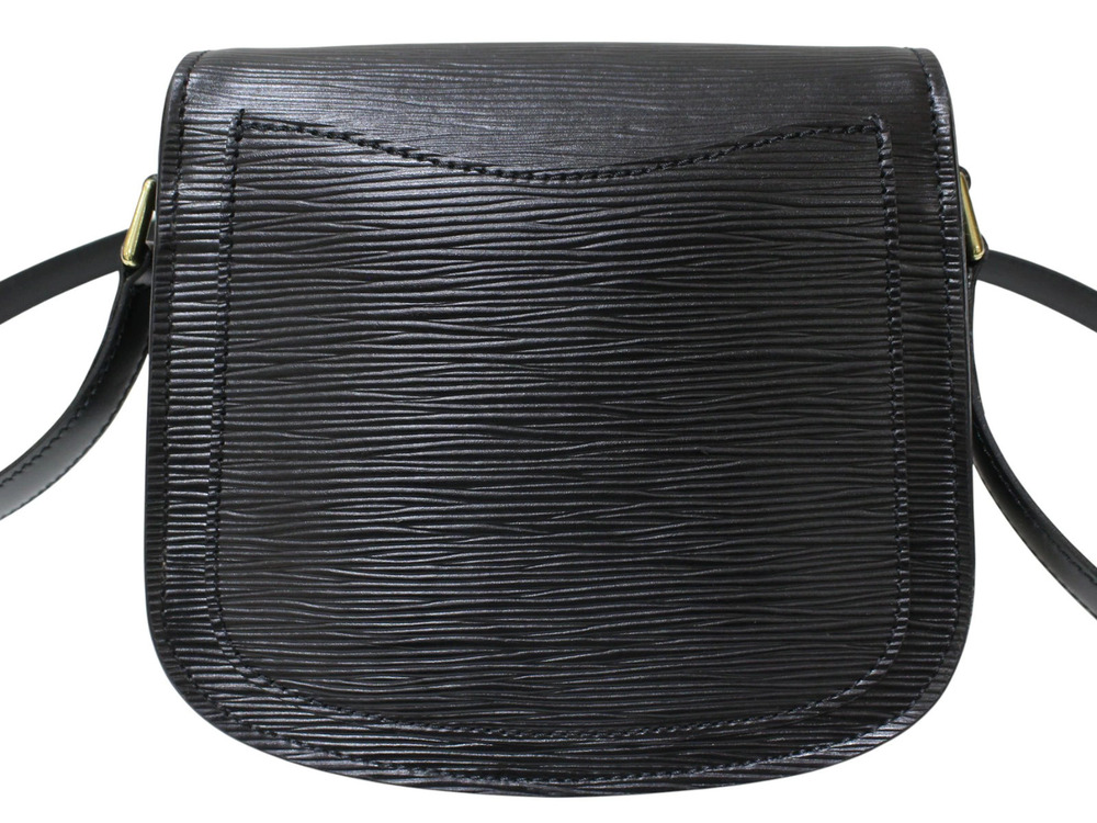Louis Vuitton Saint Epi Leather Bag Black Button Cloud Shoulder Noir Closure